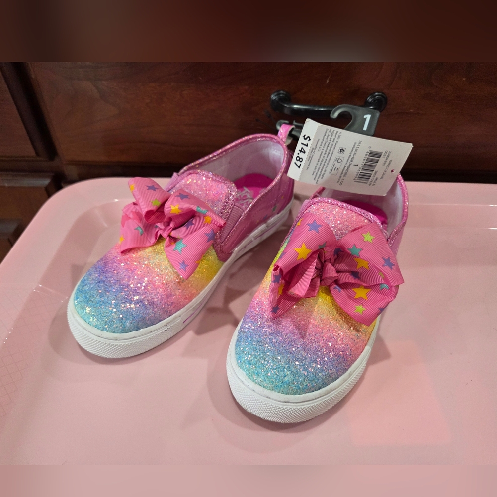 Colorful Kids Glitter Shoes with Bow